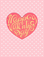 Happy valentines day vintage lettering pink background