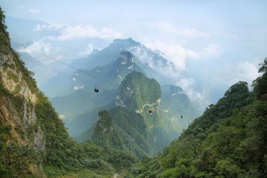 Fototapeta View of majestic peaks of Tianmen mountain