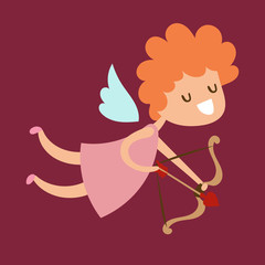 Valentine Day cupid angel cartoon style vector illustration