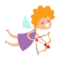 Fototapeta na wymiar Valentine Day cupid angel cartoon style vector illustration