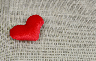 red heart on sack background