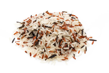 Rice, natural long rice grain for isolated background.