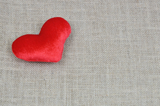 red heart on sack background