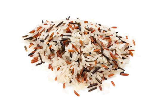 Rice, natural long rice grain for isolated background.