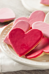 Fototapeta na wymiar Heart Shaped Valentine's Day Sugar Cookies