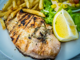 Grilled chicken breast meal