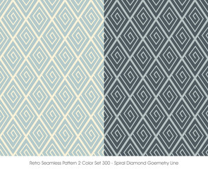 Retro Seamless Pattern 2 Color Set_300 Spiral Diamond Geometry Line