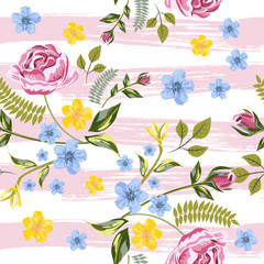 Vector Seamless Pink Roses Pattern