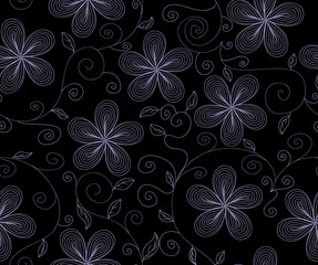 Beautiful vector seamless pattern with flowers and leaves