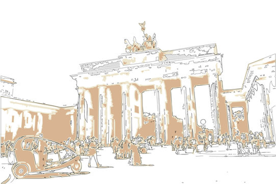 drawing of the brandenburg gate ( brandenburger tor), berlin germany