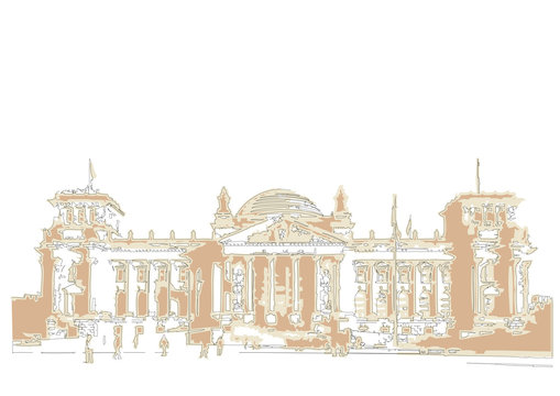 Illustration of berlin landmark - german reichstag sketch drawing