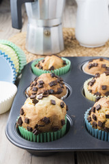 Muffins in a baking pan