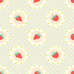Retro strawberry  pattern. Shabby chic style