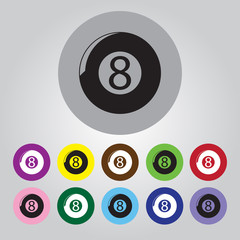 Eight billiard ball sport icon