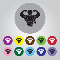 Bodybuilder and Dumbbell sport icon