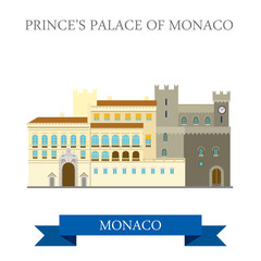 Prince's Palace Monaco Europe flat vector attraction landmark