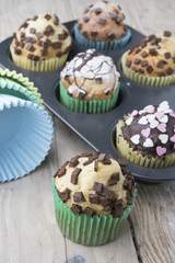 Just Baked Chocolate Muffins In Bakeware