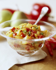 Pear with red pepper salad