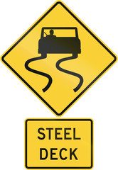 United States MUTCD road warning sign assembly