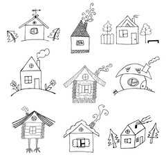 Cartoon house icons