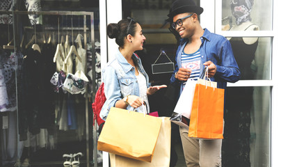 Couple Shopping Outdoors Store Lifestyle Concept