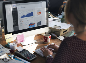 Businesswoman Working Dashboard Strategy Research Concept