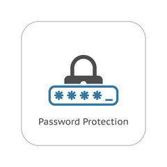 Password Protection Icon. Flat Design.