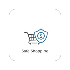 Safe  Shopping Icon. Flat Design.