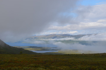 Mist in the mountains, alpine tundra, Swedish Lapland
