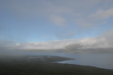 Mist in the mountains above lake Torneträsk, alpine tundra, Swedish Lapland