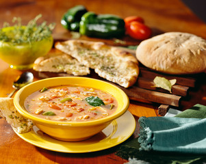 Rustic Italian soup with bread