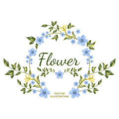 Vector of Flower Bouquets. Blue and yellow wildflowers