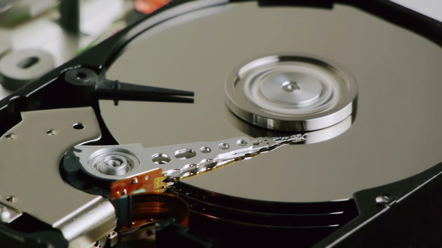 Hard Disk Data Platters Reading And Stop Spin
