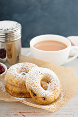 Vanilla baked donuts with dried cranberries