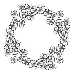 Round outline frame with shamrock contour