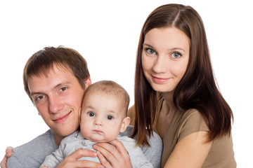 Portrait of young parents with little son