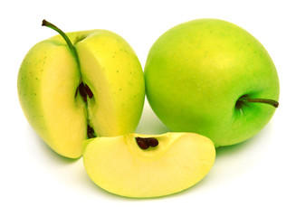 Green apples and a slice apple