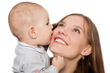 Happy young mother with her little baby boy