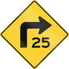 United States MUTCD road sign - Curve with advisory speed limit