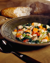 Steaming rustic Italian bean soup