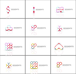 Set of linear abstract logos and swirl shapes. Company emblem, business icon