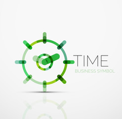 Vector abstract logo idea, time concept or clock business icon. Creative logotype design template