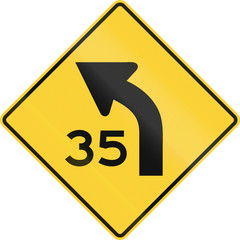 United States MUTCD road sign - Curve with advisory speed limit