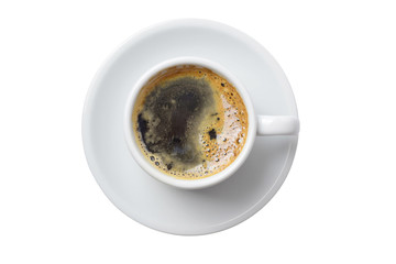 Single cup of coffee isolated on white