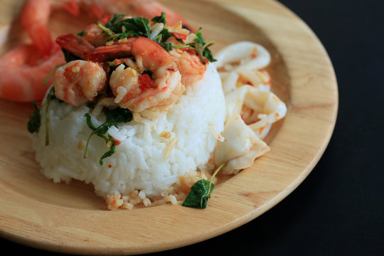 shrimp seafood basil rice