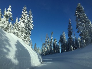 snow on the road in winter