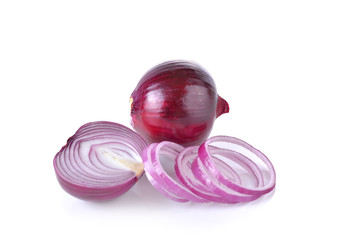Red onion on white background