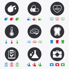 Medicine, healthcare and diagnosis icons.