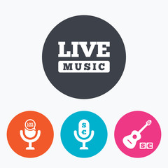 Musical elements icon. Microphone, Live music.