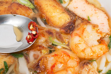 Banh Canh, Vietnamese traditional soup with big rice noodles and